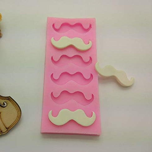 Cute 6 Cavities Funny DIY 3D Mustache Beard Silicone Mold for Fondant, Chocolate, Candy, Cake Decor