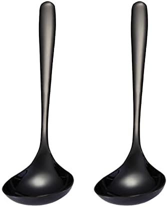 2-Pack Black Soup Ladle 304 Stainless Steel Spoon Kitchen Serving Sauce Server