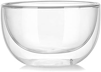 High Temperature Resistant Double Layer Glass Bowl, Borosilicate Heat-Resistant Transparent Fruit Salad Bowl (250ml)