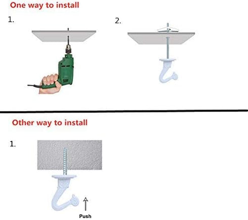 6 Sets White Ceiling Hooks for Hanging Plants, Heavy Duty Swag Toggle Hooks with Hardware
