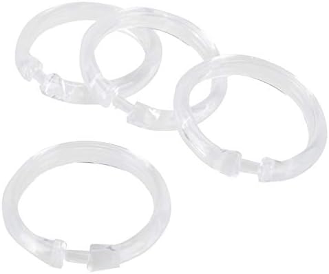 Rocky Mountain Goods Simple Spaces Clear Plastic Curtain Rings, 12 Pack, Unbreakable Plastic, True O Ring Design