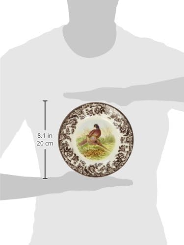 Spode Woodland Salad Plate, Pheasant Design, 9” Fine Earthenware Plate for Thanksgiving & Special Occasions