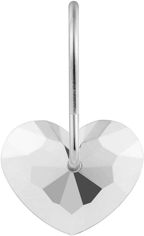 Actpe Decorative Crystal Heart Shape Shower Curtain Hooks, Pack of 12 Rust Resistant Bling Holders