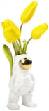 CHIVE - Astronaut Shape Vase, Simple Modern Flower Bud Planter, White and Gold (Medium)