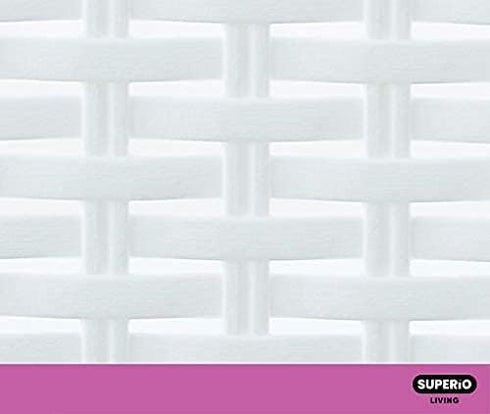 Superio Woven Plastic Storage Basket Box, 9 Quart, White - Wicker Home Organizer Shelf Bins for Closet, Handles