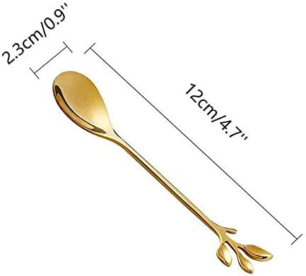 Stainless Steel Leaf Coffee Spoon, SZBAIDEKJ 10 Pcs Creative Tableware Dessert Spoons, Stirring, Mixing, Sugar, Stir, Ice Cream Teaspoon Set