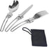 Portable 3 in 1 Folding Spoon Fork Knife Set - Stainless Steel Dinner Flatware for Camping Picnic Travel Hiking