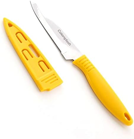 Kitchen Paring Knives Knife Sets - Set of 4 with Safety Sheath Cover, Red, Yellow, Blue & Green