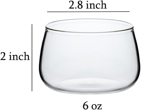 Sizikato 4pcs Clear Glass Dessert Cup, 6 Oz Custard Bowl, Oven Safe Pudding Cup