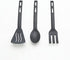 Kitchen Cooking Tools 3Pcs Mini Nylon Utensils Set, Slotted Turner, Solid Spoon, Fork for Children Dinner Tools (Black)