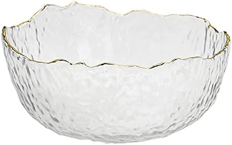 TOSSOW Glass Salad Bowl, Irregular Shape Serving Bowls, 25 oz Pyrex Mixing Bowls for Kitchen Prep, Transparent