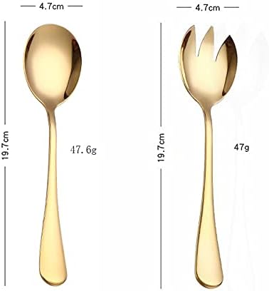 Salad Server Set, Stainless Steel Salad Servers, Salad Spoons and Fork for Tossing and Serving, Pack of 2 (Gold)