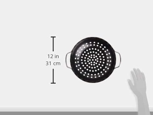 TableCraft BBQ 13-Inch Round Grilling Wok, Non Stick Coating, Small, Black