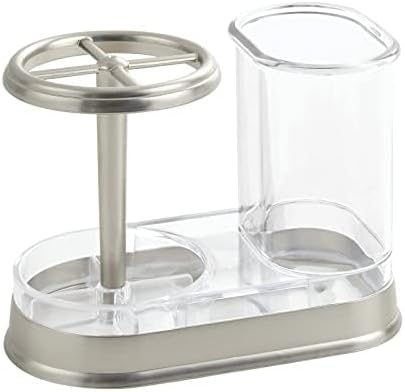 mDesign Decorative Bathroom Dental Storage Organizer Holder Stand for Electric Spin Toothbrush/Toothpaste - Compact