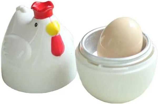 Chicken Shaped Microwave Egg Boiler for Perfectly Cooked Eggs in Minutes, Microwave Egg Cooker, White