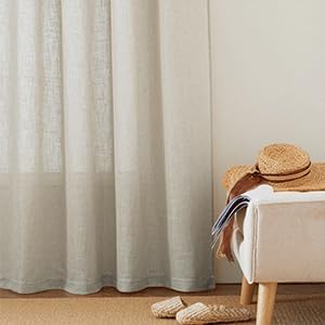 84 inch Grommet 60" 84", 1 RYB HOME Sheer Curtains Length - Linen Textured Semi Sheer Privacy Light Filtering Shabby