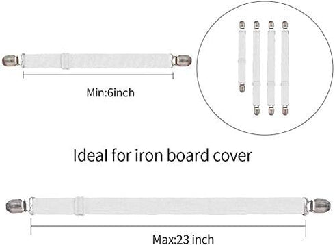 Goodtimes Adjustable Ironing Board Cover Clips, Mini Suspenders Fasteners to Keep Cover Flat and Secure