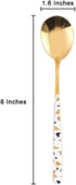 Stainless Steel Soup Spoon,Korean Dessert Spoon,White Gold Spotted Spoon for Home, Kitchen or Restaurant, Set of 4 Colour Spotted Soup Spoons, 8 Inches.