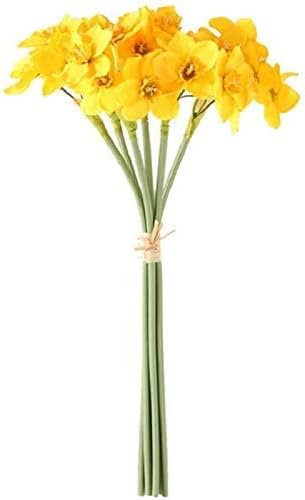 Tinsow 15.8 Inches Artificial Daffodil Flowers, Fake Silk Flower Arrangement for Home Wedding Decor (Yellow, 12)