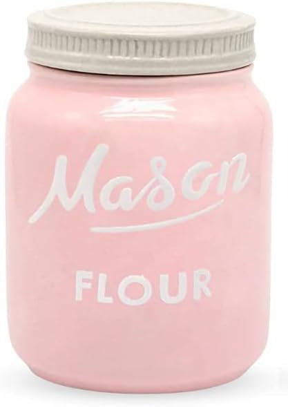 Mason Jar Flour Container, Airtight Kitchen Canisters for Countertop, Durable Ceramic Jar with Lid, Farmhouse Decor
