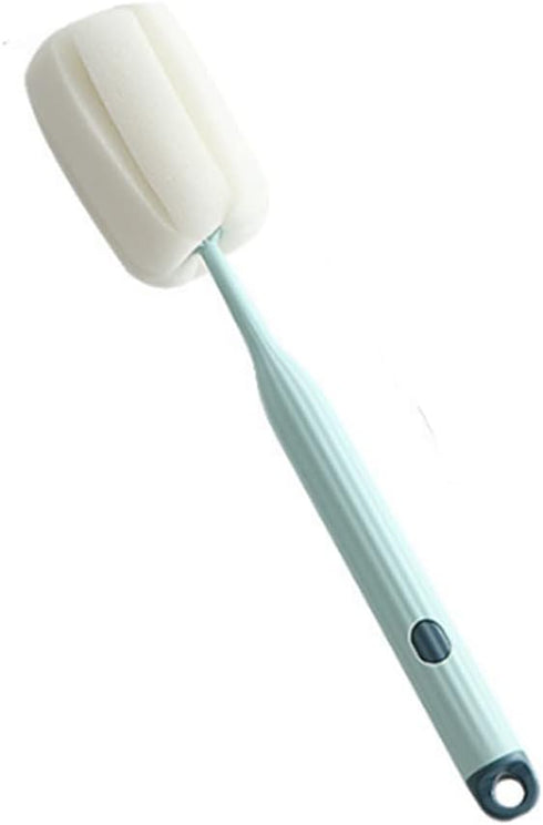 AKOAK Sponge Cleaning Brush 1 Pack, Plastic Handle Baby Bottle Brush, 360 Degree Rotation, Light Blue Household