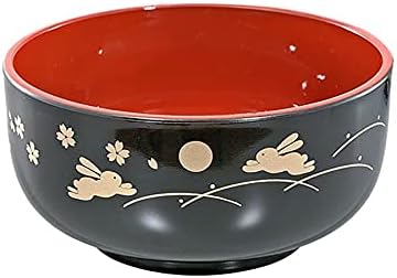 JapanBargain 2943 Soup Bowls, Japanese Plastic Cereal Rice Bowls, Bunny and Moon Pattern, 5-inch, 4 Pack