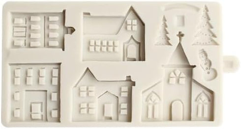 3D Christmas Tree House Silicone Mold for Fondant Cake Decor, Chocolate Sugarcraft Gingerbread Baking Mould