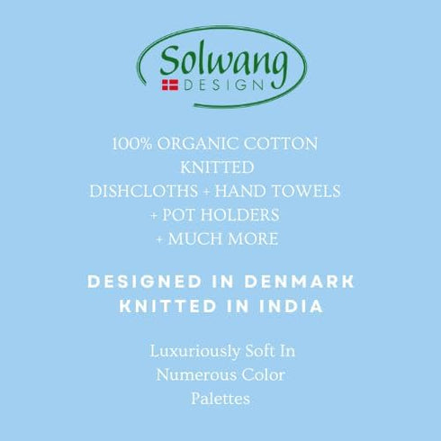 3-Piece Danish Cotton Dishcloths, 100% Certified Organic Cotton Made in India (Rustic Green Organic Combi)