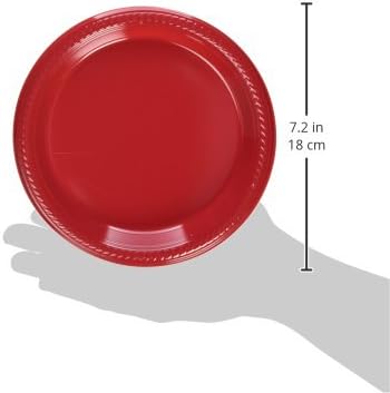 Big Party Pack Plastic Plates, Apple Red, 50 Pcs.