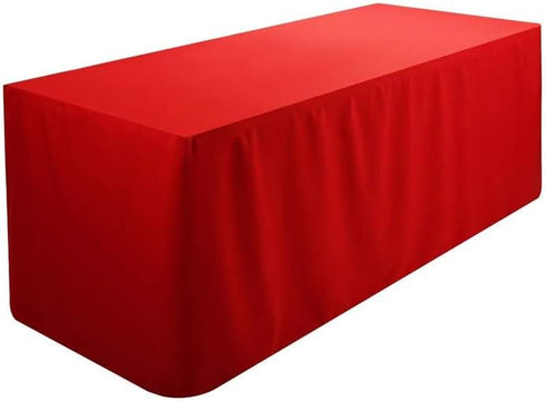 BEEKAY 1 4 3 48" Inch 24" Inch Pc Feet Red Fitted Open Back Rectangular Sided Table Cloth X Polyester Washable Fabric