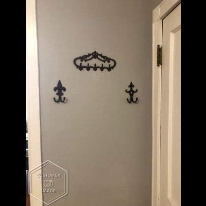Cast Iron Wall Mounted Hanger, Vintage Design with 5 Hooks for Keys, Towels, Robes, 12.6x5.9, Brown