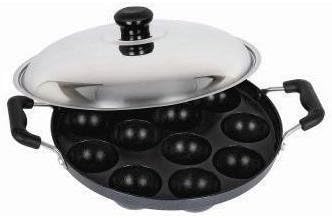 Appam Patra Paniyaram Non Stick Pan, Takoyaki or Danish Aebleskiver Filled Pancake Pastry Maker Set of 1, 12 Pits with
