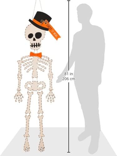Mud Pie Skeleton Halloween Door Hanger, 65", White (40060032T)