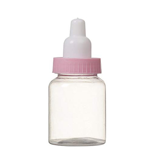 3.5 Inches Baby Bottle Shower Favor, Mini Plastic Candy Bottle, Baby Shower Supplies (2 Dozens, Pink)