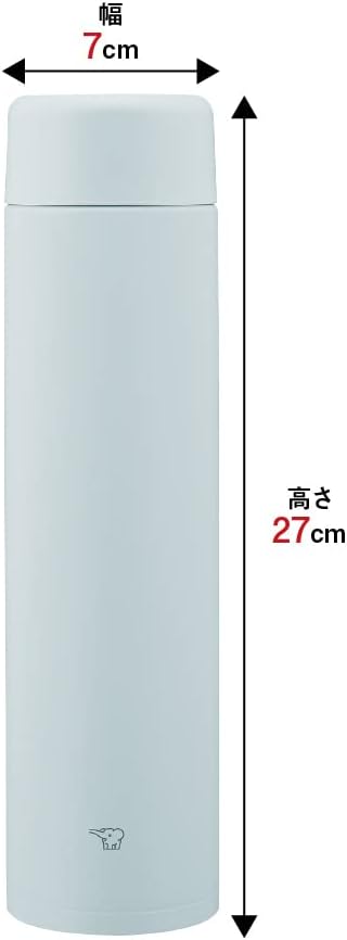 Zojirushi SM-GA72-HL Water Bottle, Seamless Large Capacity, 24.3 fl oz (720 ml), Screw Stainless Steel Mug, Ice Gray,