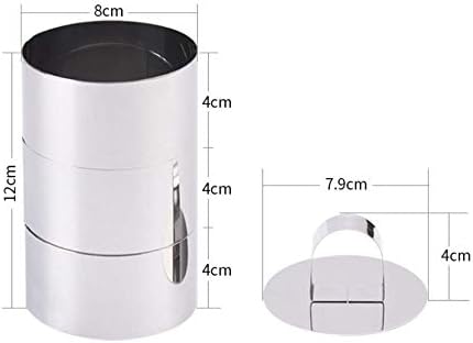 Round Food Molding Set - Stainless Steel Plating Forming Rings, Includes 3 Rings and 1 Fitted Press, 3.15 by 1.5-Inches