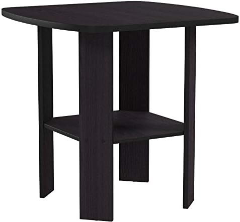 Set 2, 2-Tier Furinno SIMPLE DESIGN Side Table of Modern End Table with Soft Edges, Open Shelves Night Stand, Bedside