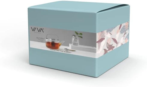 40 ounce/1.18 Viva Bjorn Borosilicate Glass Tea Pot for Stovetop with Loose Leaf Tea Infuser Mesh - Liter - Modern