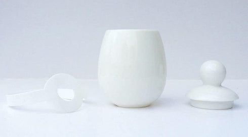 AggCoddler - Porcelain & Silicone Egg Cooker - Easily Cook Eggs with Toppings & Mix-Ins - Microwave & Dishwasher Safe - Steam, Poach, Boil Eggs - Displays Well in Kitchen (White - Malin)?