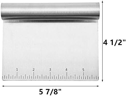 2 Pcs Stainless Steel Food Scraper and Chopper, Large Griddle Spatula Kitchen Tool Gadget, Bench Scraper with Measuring