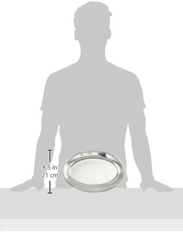 Winco OPL-12 Stainless Steel Oval Platter, 12" x 8.63"