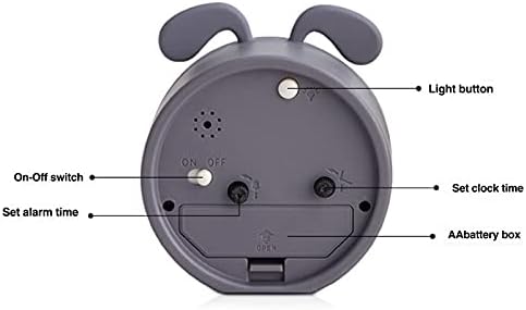 3" Cartoon Animal Alarm Clock, Silicon Analog Silent Non-Ticking Backlight Desk Clock