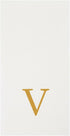 15.8 7.9 Inch 50 Luxenap X Linen-Feel Guest Towels, Lettered Hand Towels - Gold Letter 'V', Sans Serif Font, White