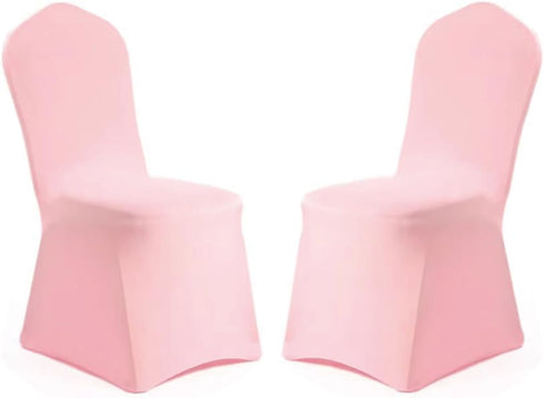 Yahpetes Chair Cover Pink Polyester Spandex Banquet Chair Covers Slipcover Flat Front Stretch