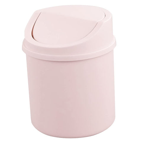 Plastic Tiny Waste Bin, Desktop Mini Trash Can with Swing Lid, Pink