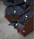 Rikyo 8 Heads Faux Black Orchid, 40" Bouquets 2 Stem Phalaenopsis Fake Flowers for Home Decoration, Office Decor,