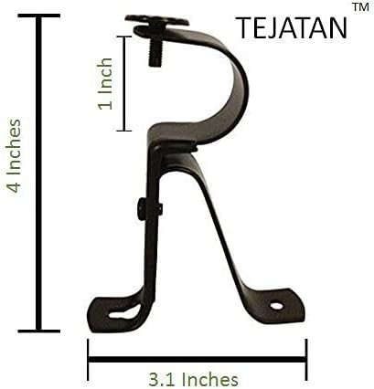 Curtain Rod Bracket for 1-Inch Diameter Rods, Set of 4 (2 Pairs), Black, Curtain Rod Holders