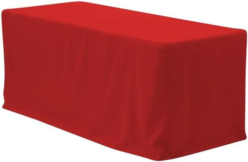 BEEKAY 1 4 3 48" Inch 24" Inch Pc Feet Red Fitted Open Back Rectangular Sided Table Cloth X Polyester Washable Fabric