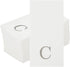15.8 7.9 Inch 50 Luxenap X Linen-Feel Guest Towels, Lettered Hand Towels - Silver Letter 'C', Sans Serif Font, White