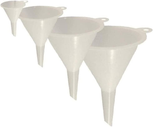 Chef Craft Set of 4 General Purpose Plastic Nested Funnel Set, Assorted Sizes, White